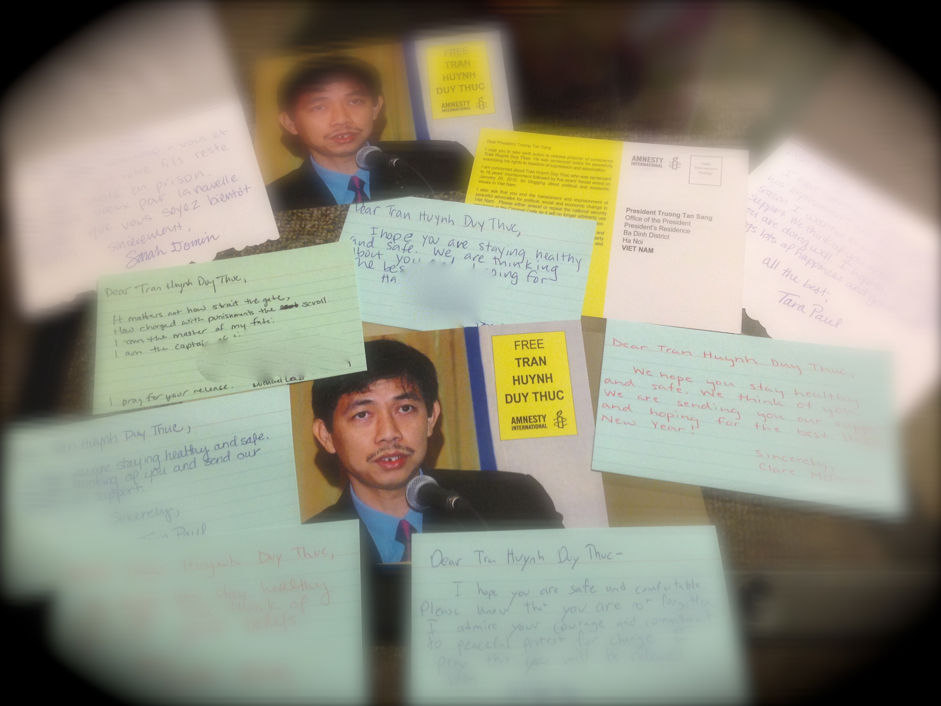 These are some of the cards sent on behalf of Thuc 